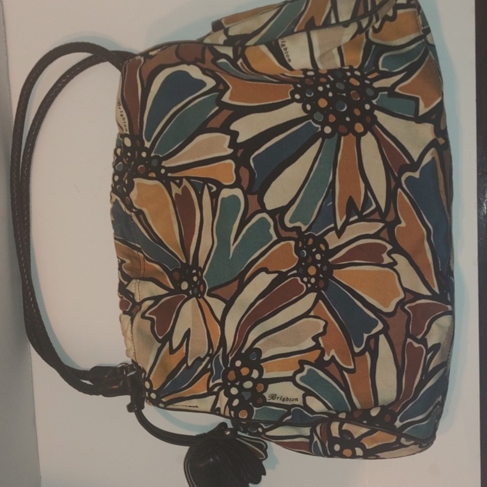 Brighton "Love Is In The Air" canvas tote bag, Floral, Braided Leather Handle